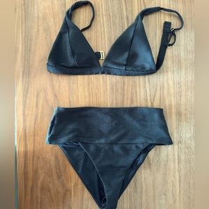L*space black ribbed bikini